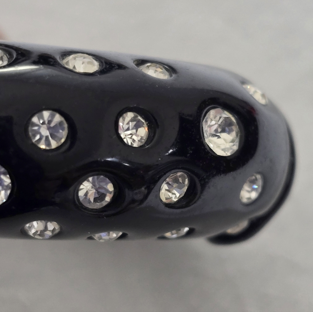 Vtg Kenneth Jay Lane Black Ova Lucite Hinged Brac… - image 5